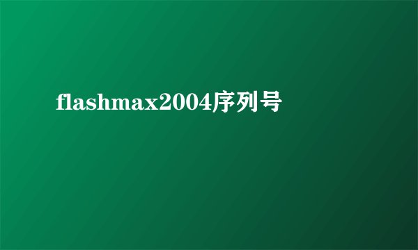 flashmax2004序列号