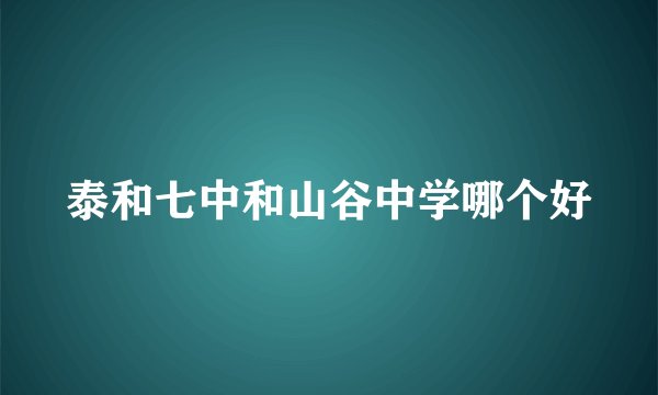 泰和七中和山谷中学哪个好