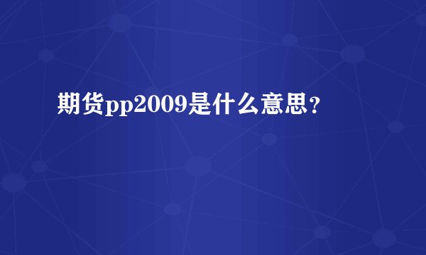 期货pp2009是什么意思？