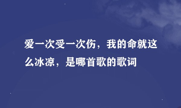 爱一次受一次伤，我的命就这么冰凉，是哪首歌的歌词