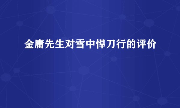 金庸先生对雪中悍刀行的评价