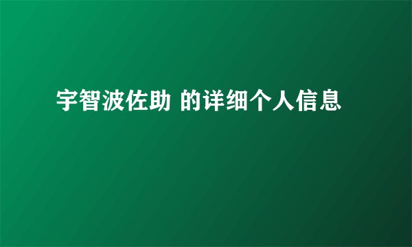 宇智波佐助 的详细个人信息