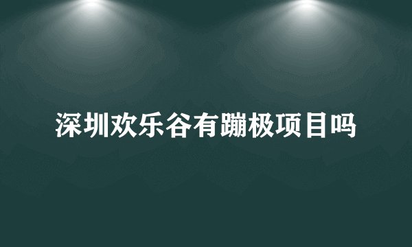 深圳欢乐谷有蹦极项目吗