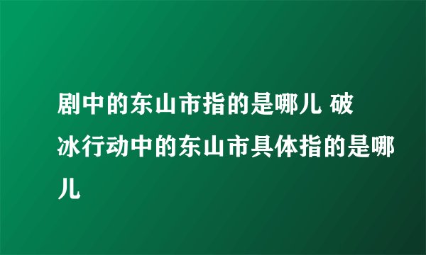 剧中的东山市指的是哪儿 破冰行动中的东山市具体指的是哪儿