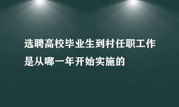 选聘高校毕业生到村任职工作是从哪一年开始实施的