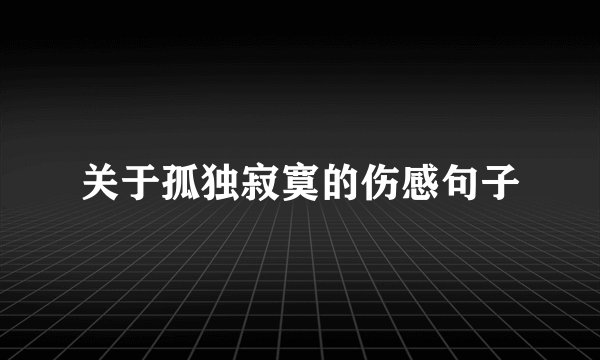 关于孤独寂寞的伤感句子