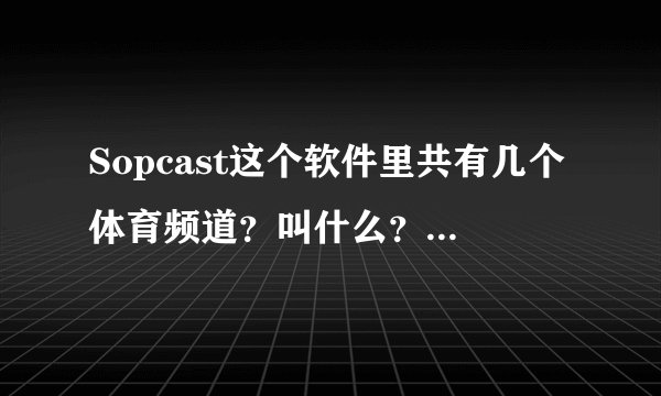 Sopcast这个软件里共有几个体育频道？叫什么？谢谢了，大神帮忙啊