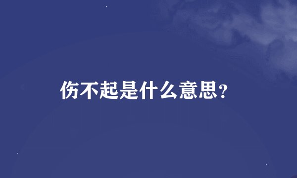 伤不起是什么意思？