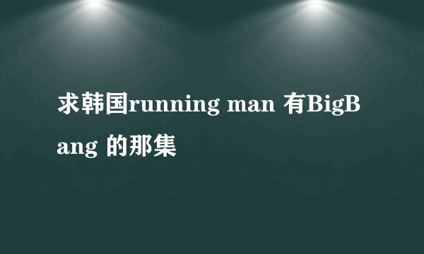 求韩国running man 有BigBang 的那集