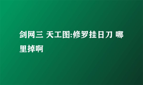 剑网三 天工图:修罗挂日刀 哪里掉啊