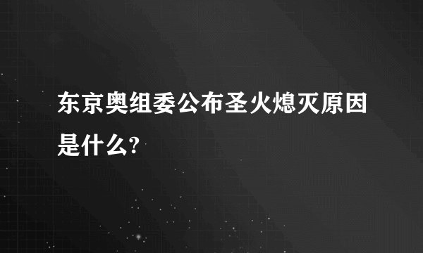 东京奥组委公布圣火熄灭原因是什么?