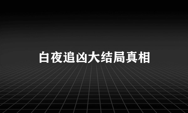 白夜追凶大结局真相