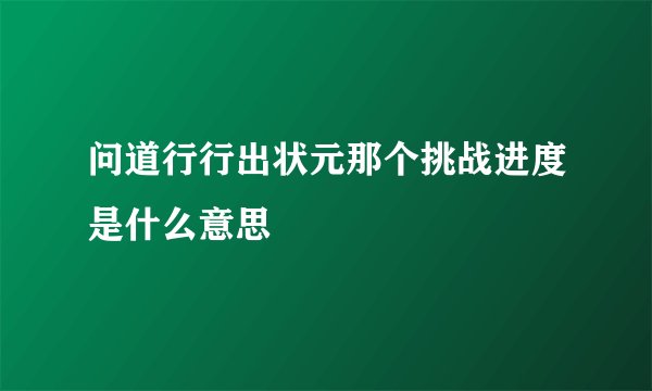 问道行行出状元那个挑战进度是什么意思