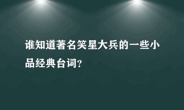 谁知道著名笑星大兵的一些小品经典台词？