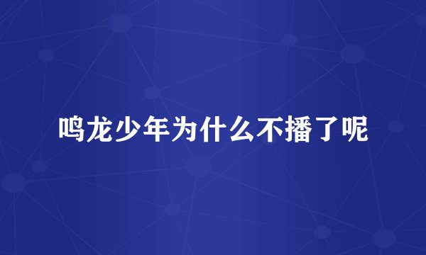 鸣龙少年为什么不播了呢