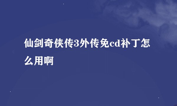 仙剑奇侠传3外传免cd补丁怎么用啊