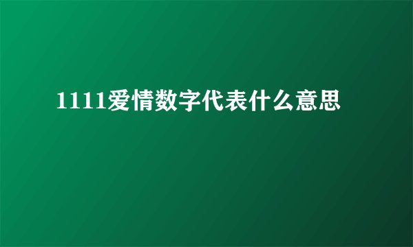 1111爱情数字代表什么意思