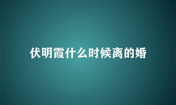 伏明霞什么时候离的婚