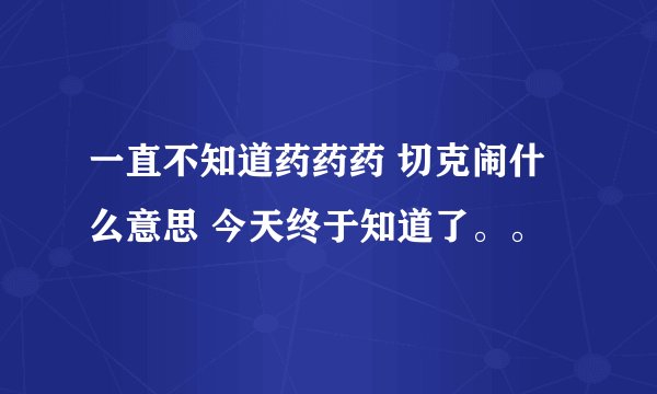 一直不知道药药药 切克闹什么意思 今天终于知道了。。