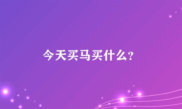 今天买马买什么？