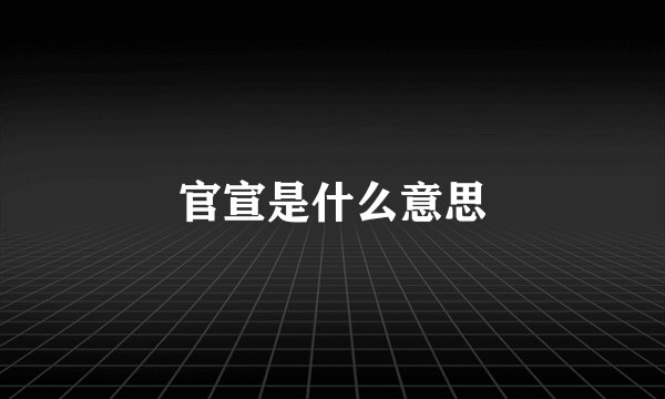 官宣是什么意思