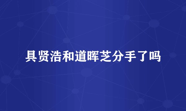 具贤浩和道晖芝分手了吗