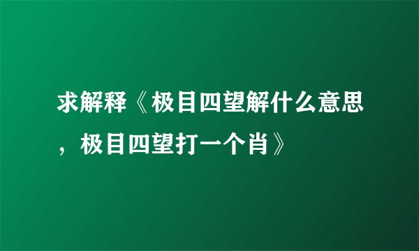 求解释《极目四望解什么意思,极目四望打一个肖》