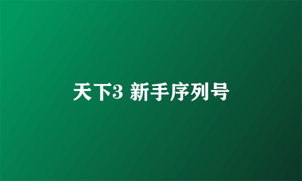 天下3 新手序列号
