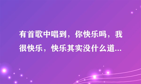 有首歌中唱到，你快乐吗，我很快乐，快乐其实没什么道理，这歌名字叫什么啊？