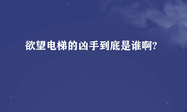 欲望电梯的凶手到底是谁啊?