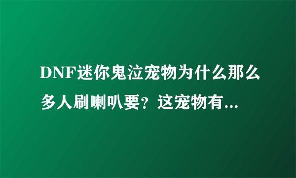 DNF迷你鬼泣宠物为什么那么多人刷喇叭要？这宠物有什么好的？