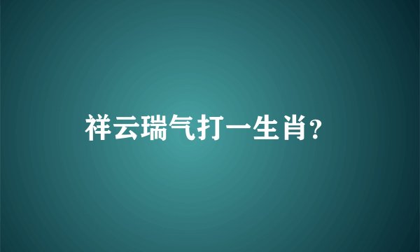祥云瑞气打一生肖？