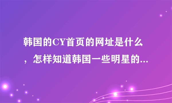 韩国的CY首页的网址是什么，怎样知道韩国一些明星的CY地址