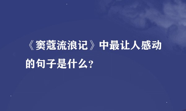 《窦蔻流浪记》中最让人感动的句子是什么？