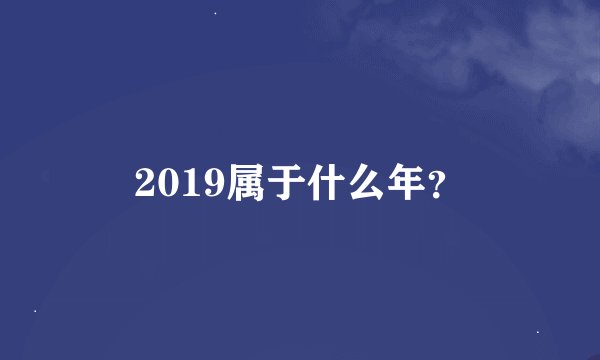 2019属于什么年？