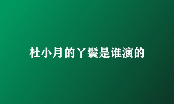 杜小月的丫鬟是谁演的