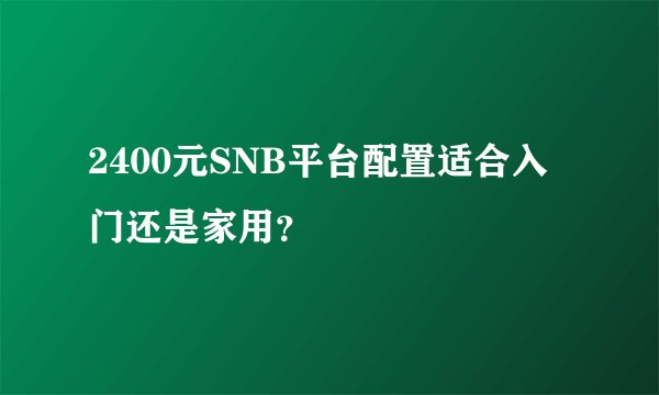 2400元SNB平台配置适合入门还是家用？