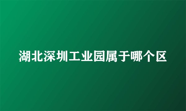湖北深圳工业园属于哪个区