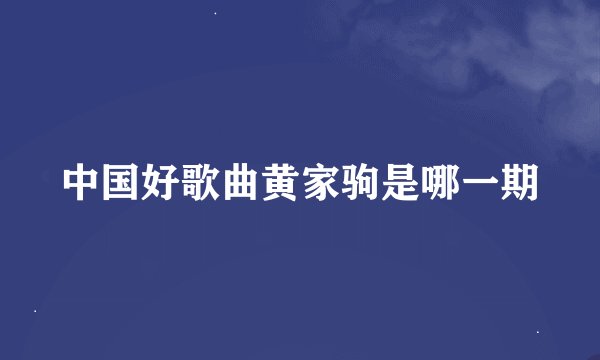 中国好歌曲黄家驹是哪一期