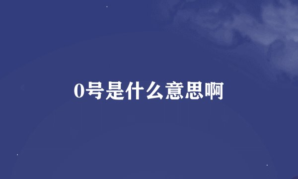 0号是什么意思啊