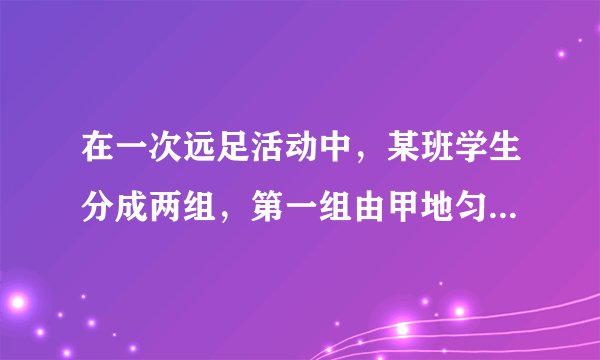 在一次远足活动中，某班学生分成两组，第一组由甲地匀速步行到乙地后原路返回，第二组由甲地匀速步行经乙