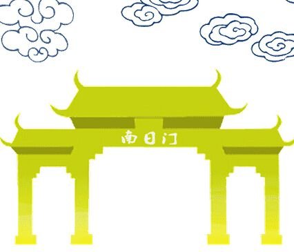 看图猜成语有一扇大门门上有字,门上方有云