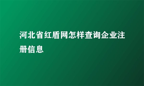 河北省红盾网怎样查询企业注册信息