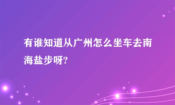 有谁知道从广州怎么坐车去南海盐步呀?