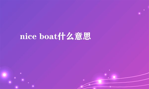 nice boat什么意思