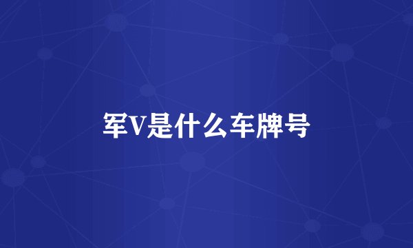 军V是什么车牌号