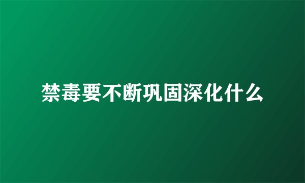 禁毒要不断巩固深化什么