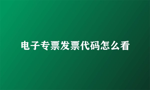 电子专票发票代码怎么看