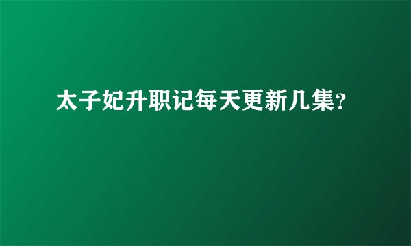 太子妃升职记每天更新几集？