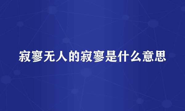 寂寥无人的寂寥是什么意思
